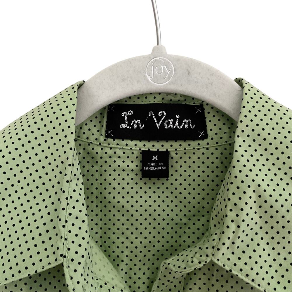 In Vain Green Dotted Button-Up Blouse: Y2K, 2000s - Picture 3 of 6
